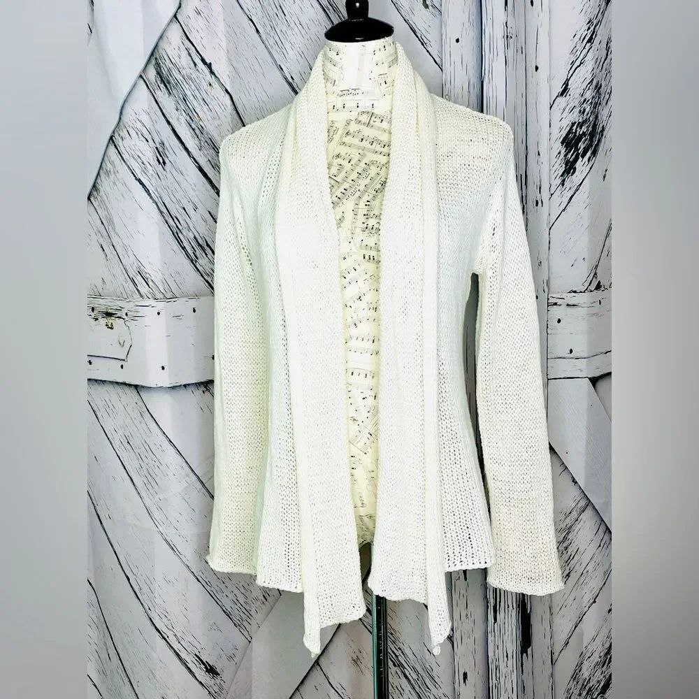 Wooden Ships Cardigan Cream Color Open Front Shawl Collar S/M